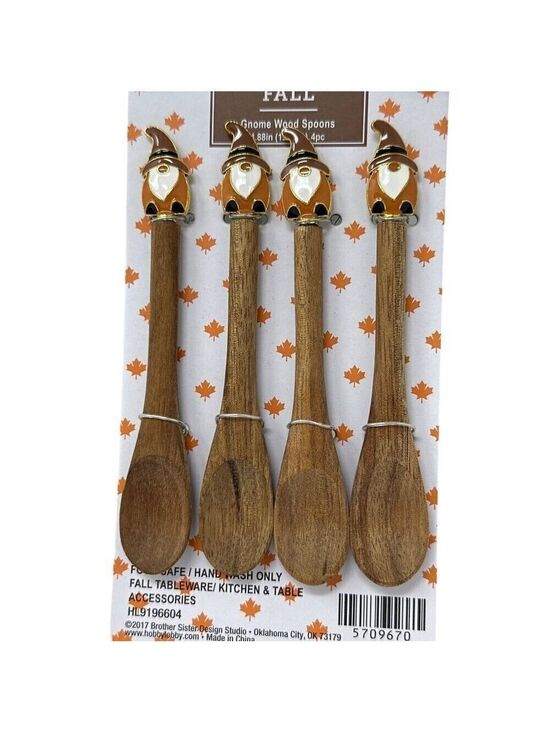 Hobby Lobby Other - Gnome Wood Spoon Set Of 4 Fall Autumn Country Farmhouse Modern Holiday New